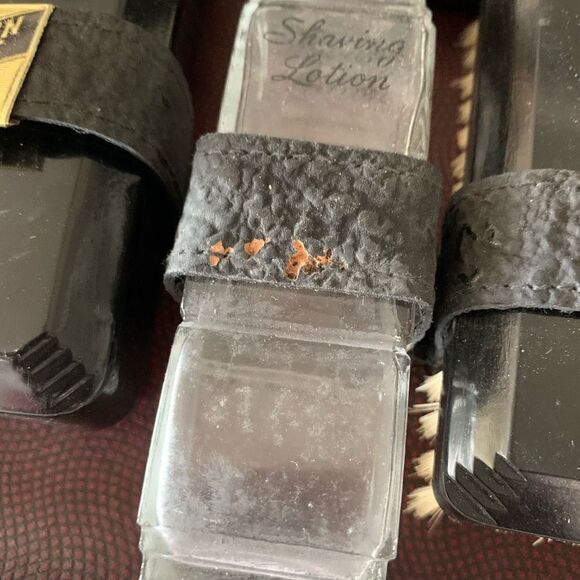 Vintage Genuine Top Grain Leather Men’s Grooming Kit Made in USA - Picture 6 of 12